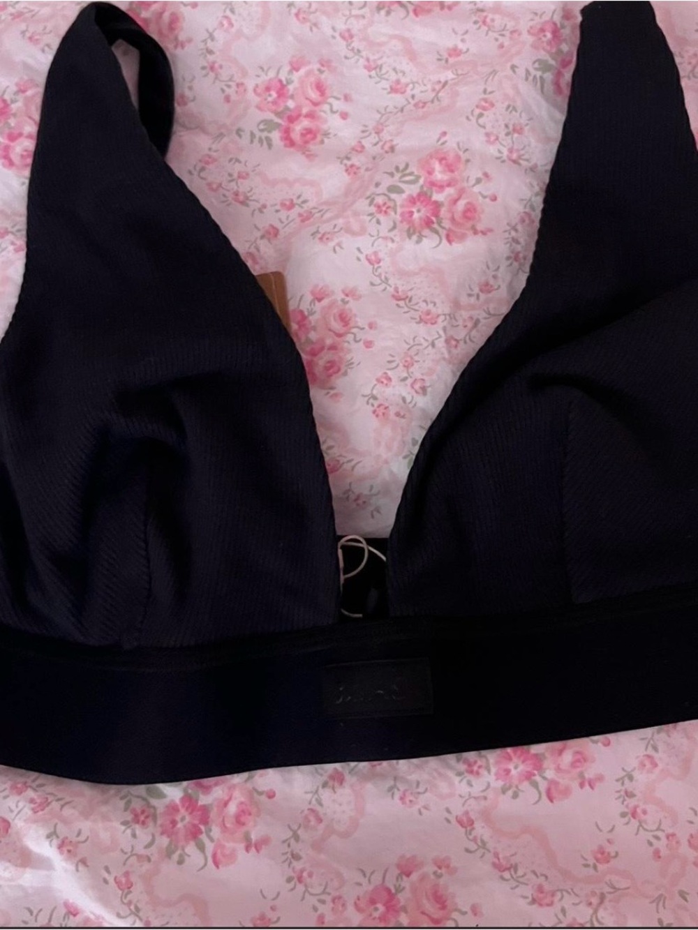 SKIMS Black Ribbed Wireless Bralette